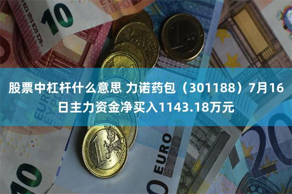 股票中杠杆什么意思 力诺药包（301188）7月16日主力资金净买入1143.18万元