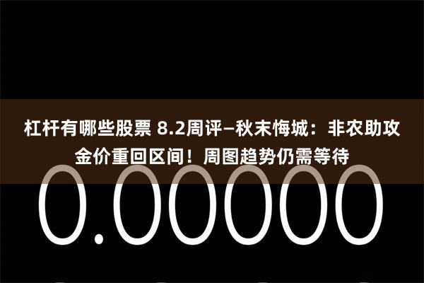 杠杆有哪些股票 8.2周评—秋末悔城：非农助攻金价重回区间！周图趋势仍需等待