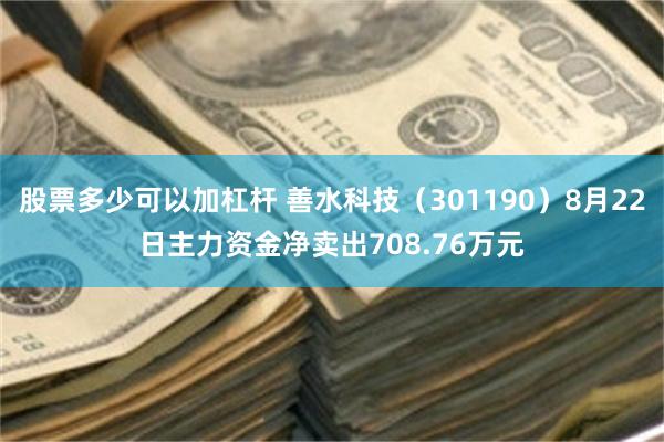股票多少可以加杠杆 善水科技（301190）8月22日主力资金净卖出708.76万元