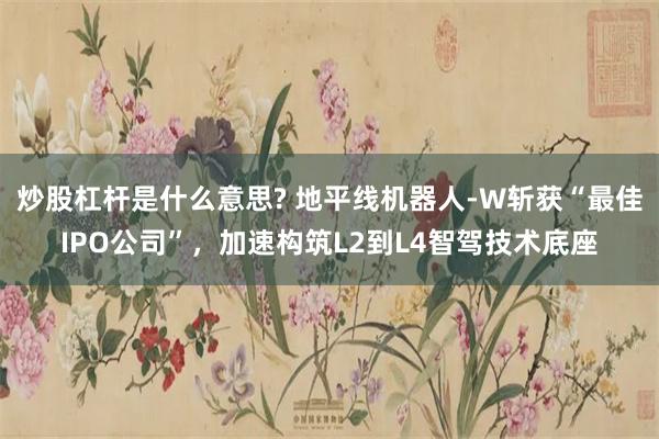 炒股杠杆是什么意思? 地平线机器人-W斩获“最佳IPO公司”，加速构筑L2到L4智驾技术底座