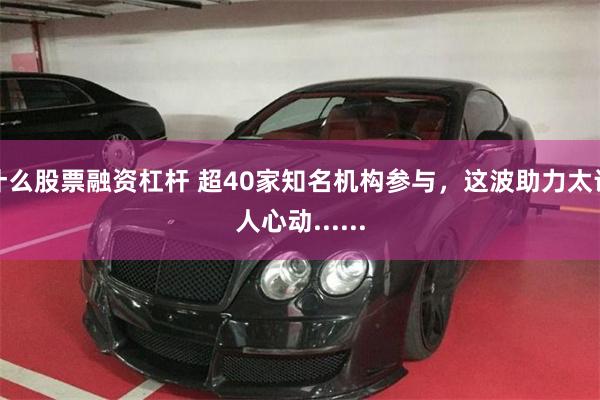 什么股票融资杠杆 超40家知名机构参与，这波助力太让人心动......