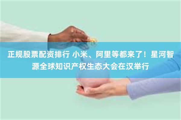 正规股票配资排行 小米、阿里等都来了！星河智源全球知识产权生态大会在汉举行