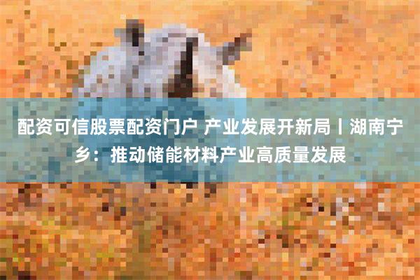 配资可信股票配资门户 产业发展开新局丨湖南宁乡：推动储能材料产业高质量发展