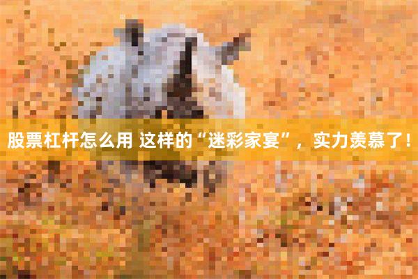 股票杠杆怎么用 这样的“迷彩家宴”，实力羡慕了！