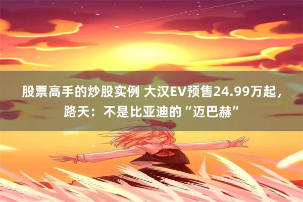 股票高手的炒股实例 大汉EV预售24.99万起，路天：不是比亚迪的“迈巴赫”