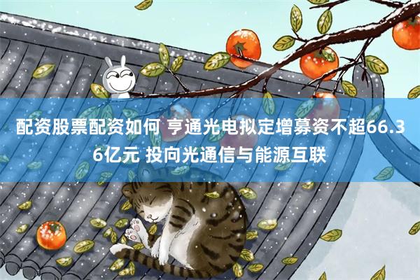 配资股票配资如何 亨通光电拟定增募资不超66.36亿元 投向光通信与能源互联