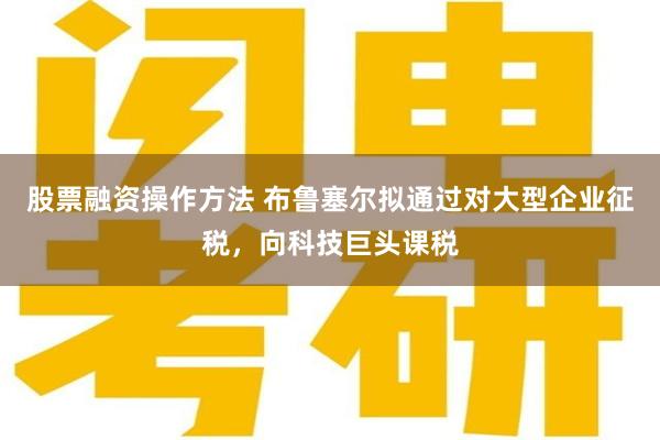 股票融资操作方法 布鲁塞尔拟通过对大型企业征税，向科技巨头课税